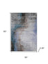 5' X 8' Brown And Blue Abstract Washable Area Rug With UV Protection