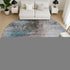 8' Brown And Blue Abstract Washable Round Rug With UV Protection