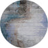 8' Brown And Blue Abstract Washable Round Rug With UV Protection