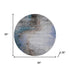 8' Brown And Blue Abstract Washable Round Rug With UV Protection