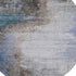 8' Brown And Blue Abstract Washable Round Rug With UV Protection