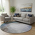 8' Brown And Blue Abstract Washable Round Rug With UV Protection