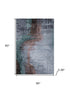 5' X 8' Blue And Brown Abstract Washable Area Rug With UV Protection