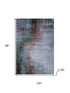 8' X 10' Blue And Brown Abstract Washable Area Rug With UV Protection