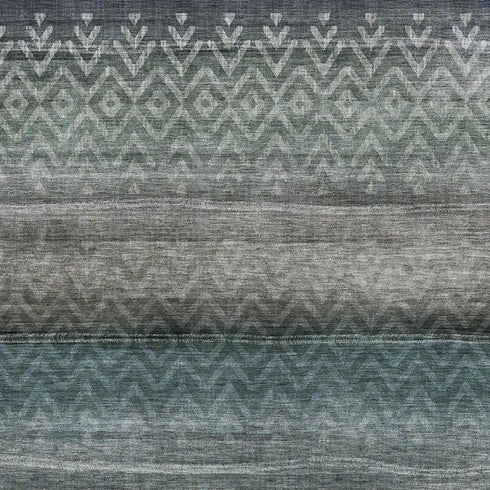 5' X 8' Blue And Gray Geometric Washable Area Rug With UV Protection