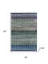 5' X 8' Blue And Gray Geometric Washable Area Rug With UV Protection