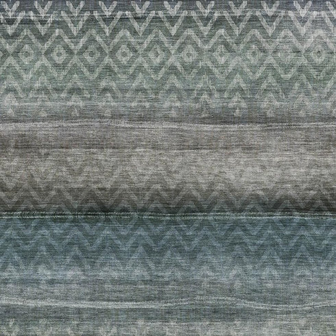 8' X 10' Blue And Gray Geometric Washable Area Rug With UV Protection
