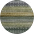 8' Green And Charcoal Geometric Washable Round Rug With UV Protection