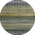 8' Green And Charcoal Geometric Washable Round Rug With UV Protection