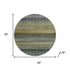 8' Green And Charcoal Geometric Washable Round Rug With UV Protection