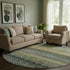 8' Green And Charcoal Geometric Washable Round Rug With UV Protection