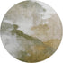 8' Green And Ivory Abstract Washable Round Rug With UV Protection