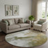 8' Green And Ivory Abstract Washable Round Rug With UV Protection