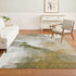 8' X 10' Green And Ivory Abstract Washable Area Rug With UV Protection