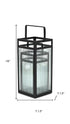 Set of Two Black Metal Floor Lantern Candle Holders