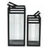 Set of Two Black Metal Floor Lantern Candle Holders