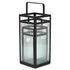 Set of Two Black Metal Floor Lantern Candle Holders