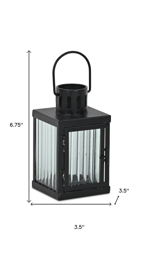 7" Black Metal Tabletop Lantern Candle Holder
