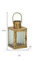 7" Gold Metal Tabletop Lantern Candle Holder