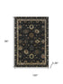 8' X 10' Black And Gold Oriental Washable Area Rug With UV Protection