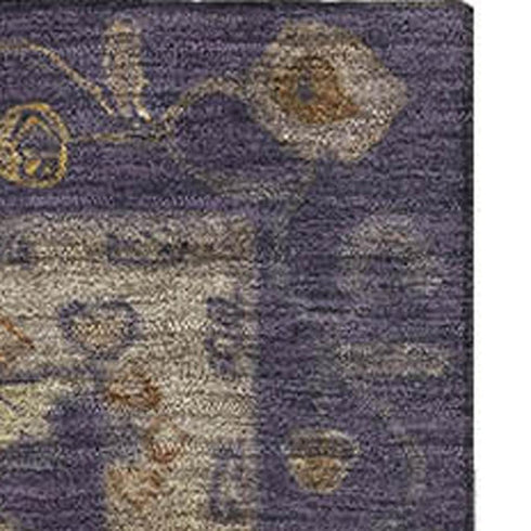 5' X 8' Eggplant And Beige Oriental Washable Area Rug With UV Protection