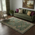 5' X 8' Fern Green And Gold Oriental Washable Area Rug With UV Protection