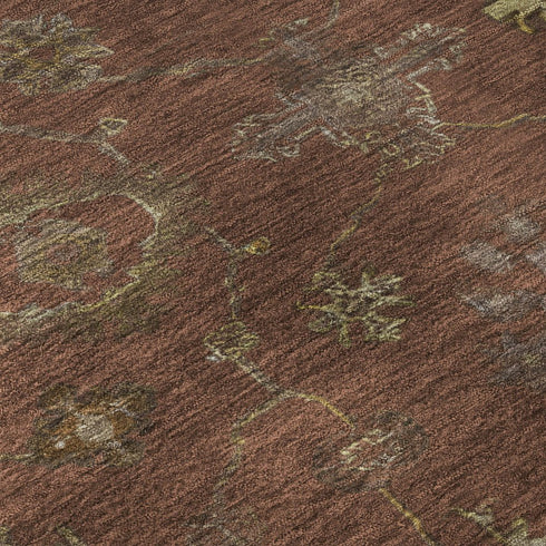 5' X 8' Rust And Beige Oriental Washable Area Rug With UV Protection