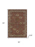 5' X 8' Rust And Beige Oriental Washable Area Rug With UV Protection