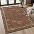 8' X 10' Rust And Beige Oriental Washable Area Rug With UV Protection