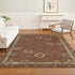 8' X 10' Rust And Beige Oriental Washable Area Rug With UV Protection