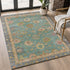 8' X 10' Teal And Blush Oriental Washable Area Rug With UV Protection