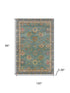 8' X 10' Teal And Blush Oriental Washable Area Rug With UV Protection