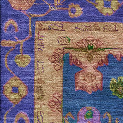 9' X 12' Blue And Green Oriental Washable Area Rug With UV Protection