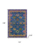 9' X 12' Blue And Green Oriental Washable Area Rug With UV Protection