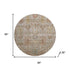 8' Beige And Brown Southwestern Washable Round Rug With UV Protection