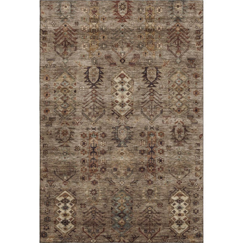 5' X 8' Brown And Gray Southwestern Washable Area Rug With UV Protection