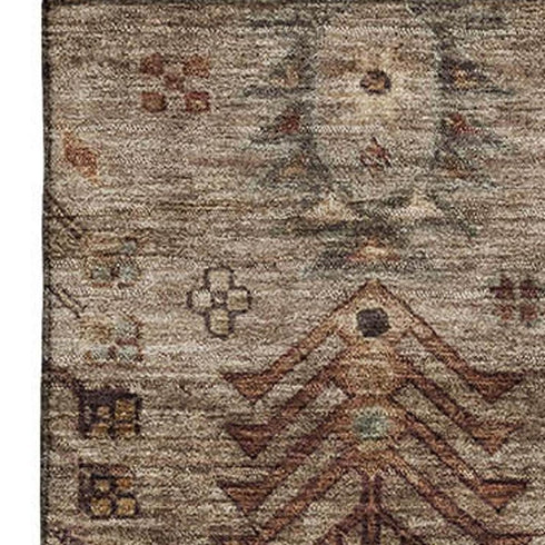 5' X 8' Brown And Gray Southwestern Washable Area Rug With UV Protection