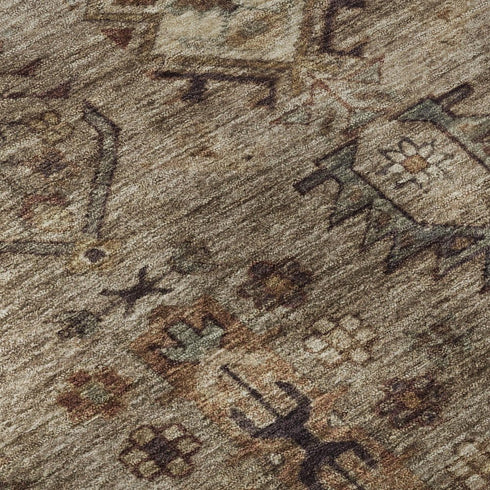 5' X 8' Brown And Gray Southwestern Washable Area Rug With UV Protection
