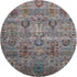 8' Gray And Teal Southwestern Washable Round Rug With UV Protection