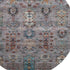 8' Gray And Teal Southwestern Washable Round Rug With UV Protection