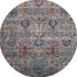 8' Gray And Teal Southwestern Washable Round Rug With UV Protection