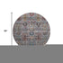 8' Gray And Teal Southwestern Washable Round Rug With UV Protection