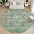 8' Sage And Copper Southwestern Washable Round Rug With UV Protection