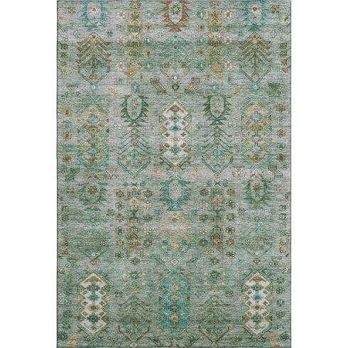 9' X 12' Sage And Copper Southwestern Washable Area Rug With UV Protection