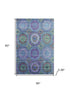 5' X 8' Blue And Purple Geometric Washable Area Rug With UV Protection