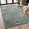 8' X 10' Green And Gray Geometric Washable Area Rug With UV Protection