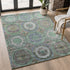 8' X 10' Green And Gray Geometric Washable Area Rug With UV Protection