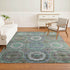 8' X 10' Green And Gray Geometric Washable Area Rug With UV Protection