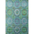 8' X 10' Teal And Lime Green Geometric Washable Area Rug With UV Protection