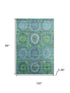8' X 10' Teal And Lime Green Geometric Washable Area Rug With UV Protection